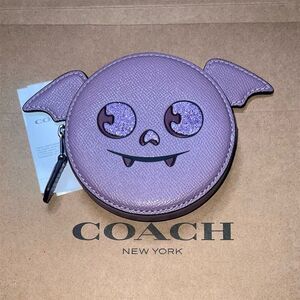COACH Halloween Purple Bat Coin Case Pouch Wallet New with Tags AUTHENTIC